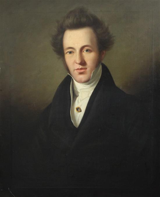 Early 19th century German School Portrait of a gentleman 30 x 25in.